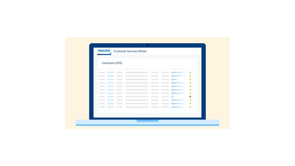 Philips reports dashboard on a laptop screen, showing options for "Audit report" and "Standard Report