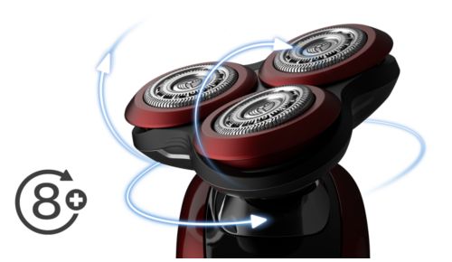 Köpfe bewegen sich in 8 Richtungen für ein optimales Ergebnis