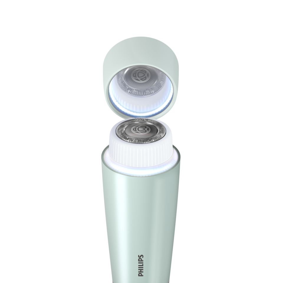 Philips Beauty Cordless Facial Hair Remover designed for women to gently  remove hairs on the upper lip, chin, cheeks and jawline. A gentle  experience