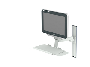 Single pivot arm (250mm) mounting options, with keyboard holder Mounting solution