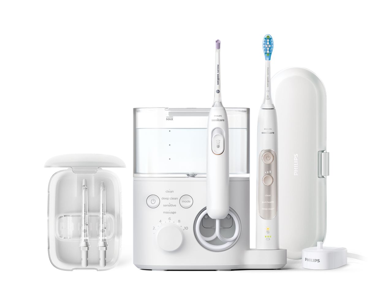 Set spazzolino + irrigatore Philips Sonicare DiamondClean 9000 Power  Flosser USB