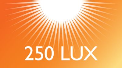 Līdz 250 luksiem liela gaismas intensitāte nodrošina dabisku pamošanos