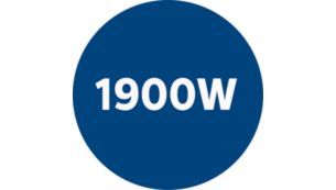 Motor van 1900 watt genereert een maximale zuigkracht van 400 watt