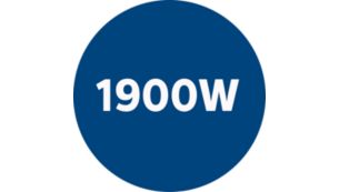 Motor van 1900 watt genereert een maximale zuigkracht van 400 watt