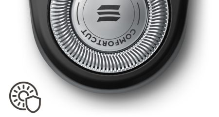 Rounded edges move smoothly over skin for a protective shave
