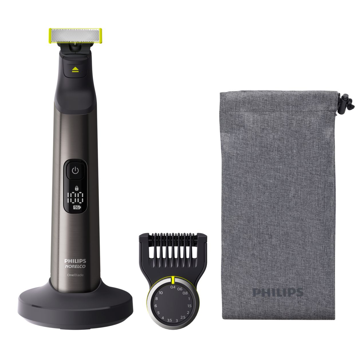 Philips Norelco - Kit OneBlade Pro, recortadora y afeitadora eléctrica  híbrida con soporte de carga y peine de precisión, QP6550 + kit de cuerpo