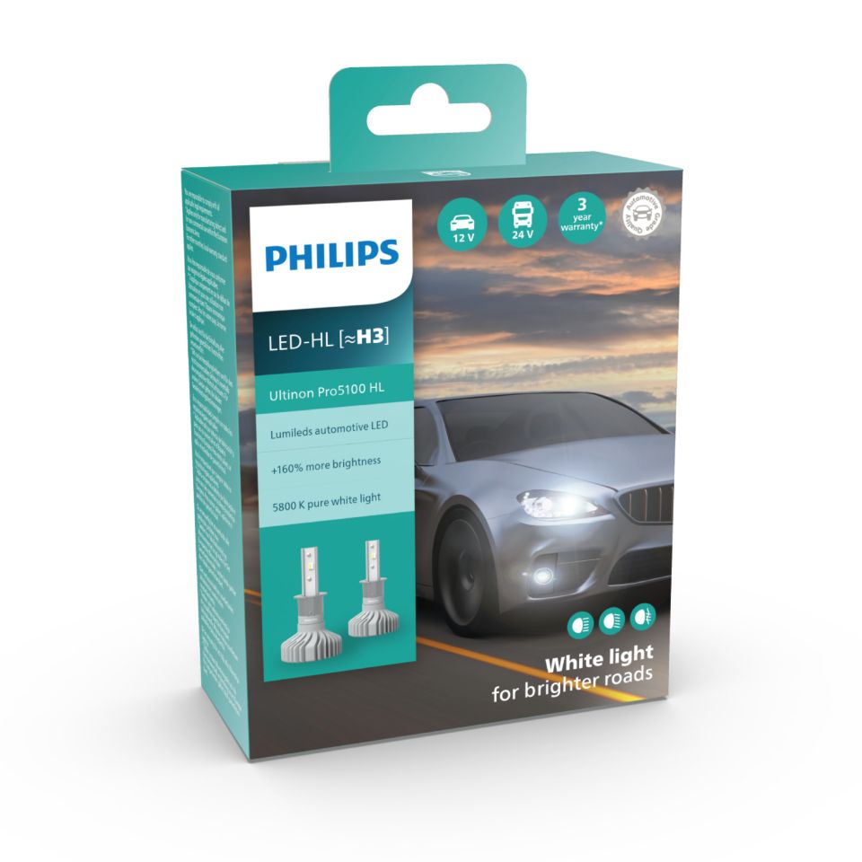 Philips-Ampoule de voiture Ultinon Pro5000 LED H7, lumière de