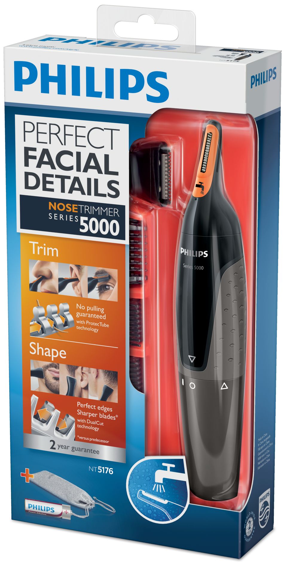 Nose trimmer series 5000 Zachte trimmer voor neus, nek en