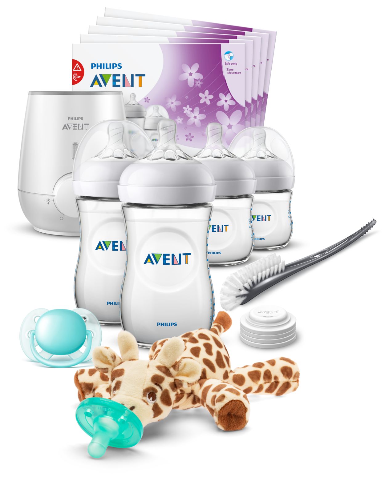 Biberon anti-colique Philips Avent avec évent AirFree Set cadeau nouveau-né  avec Snuggle, transparent, SCD306/10