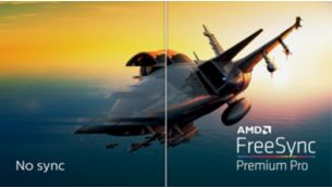 „AMD FreeSync™ Premium Pro“; sklandi, mažo vėlavimo „HDR“ žaidimų patirtis