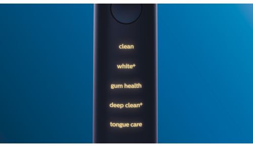 Kies uit 5 poetsstanden en 3 intensiteitsniveaus