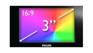 7.6 cm/3" wide-QVGA color display for superb video enjoyment