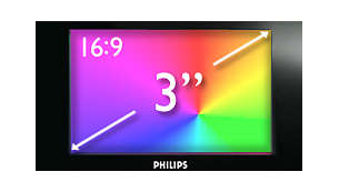 7,6 cm (3") QVGA-färgskärm i bredbildsformat för suverän videounderhållning