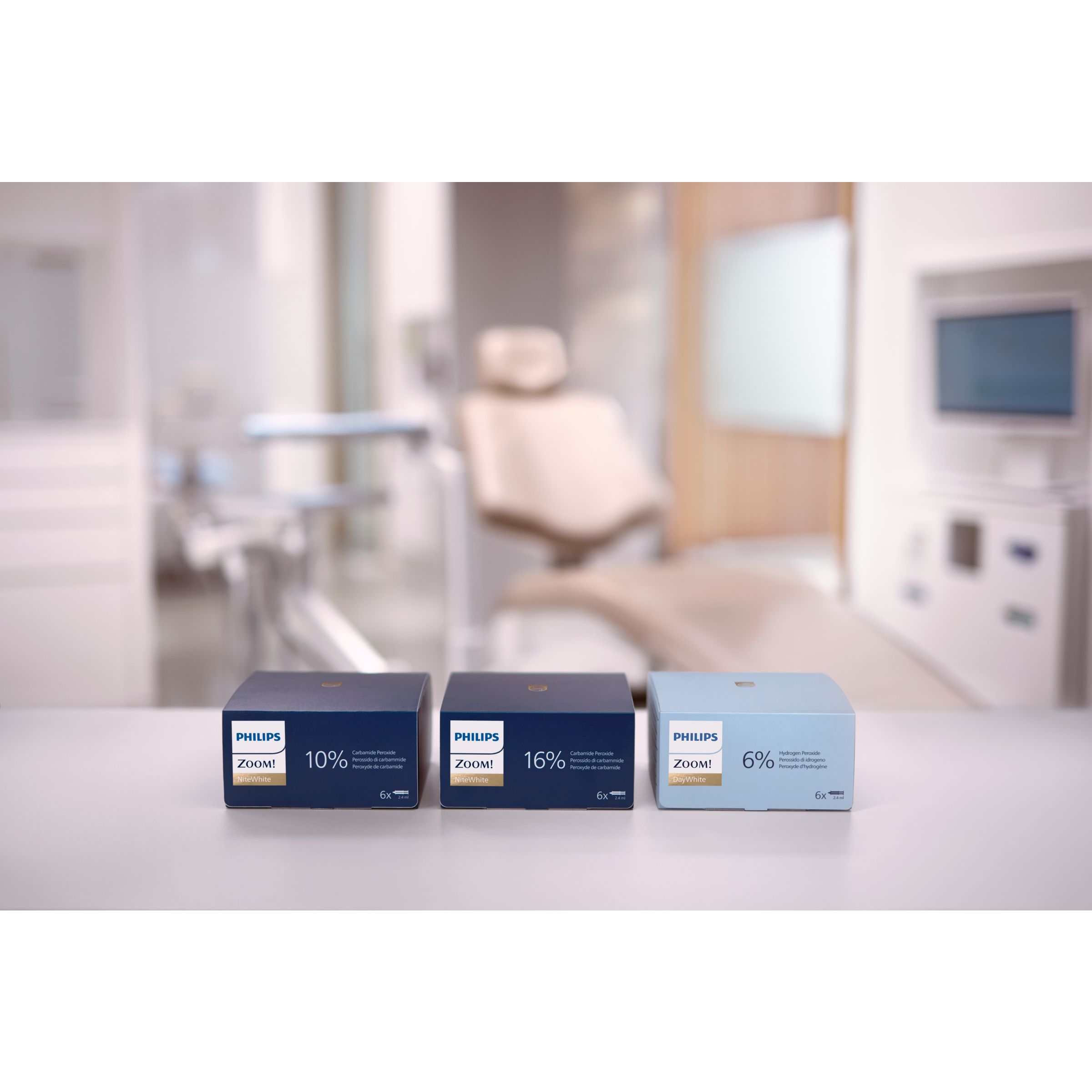 A collection of Philips Zoom! take-home kits.