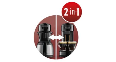 Machine a café 2 en 1 senseo switch philips hd6592/05, 2 en 1 avec filtre  et dosette, verseuse isotherme, crema plus PHI8720389014239 - Conforama