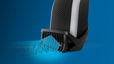 Trims evenly and captures low-lying hairs