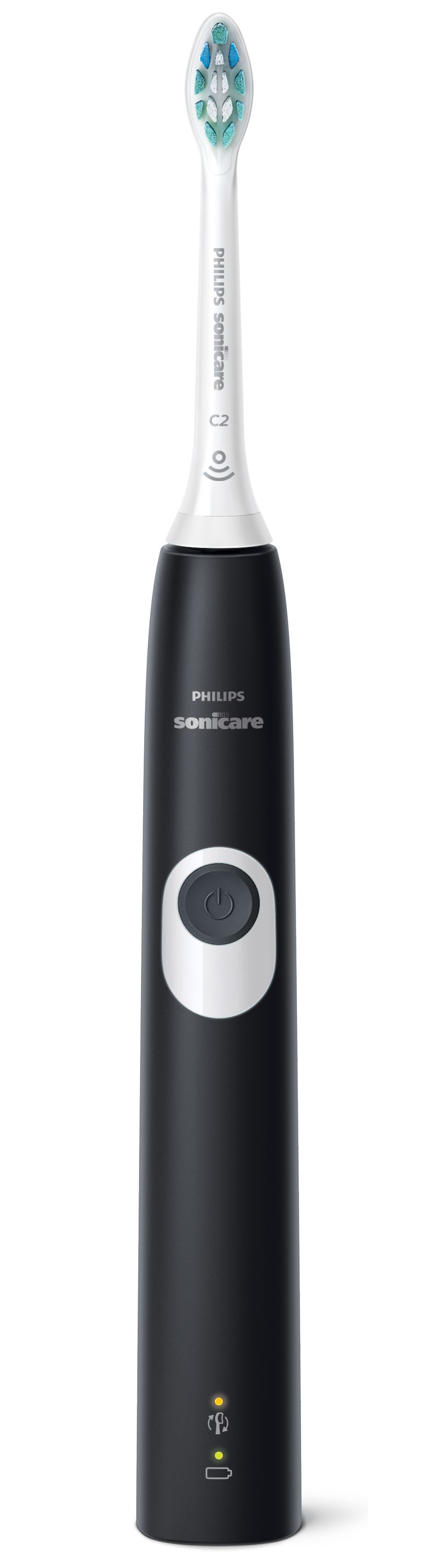 Philips Sonicare ProtectiveClean 4100 Plaque Control, Rechargeable electric  toothbrush with pressure sensor, Black White HX6810/50 for adults,pack of