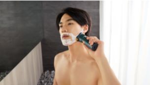 Wet and dry shaving at the sink or in the shower