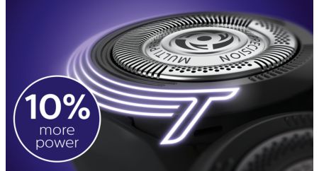 Shave through dense parts of beard with 10% more power