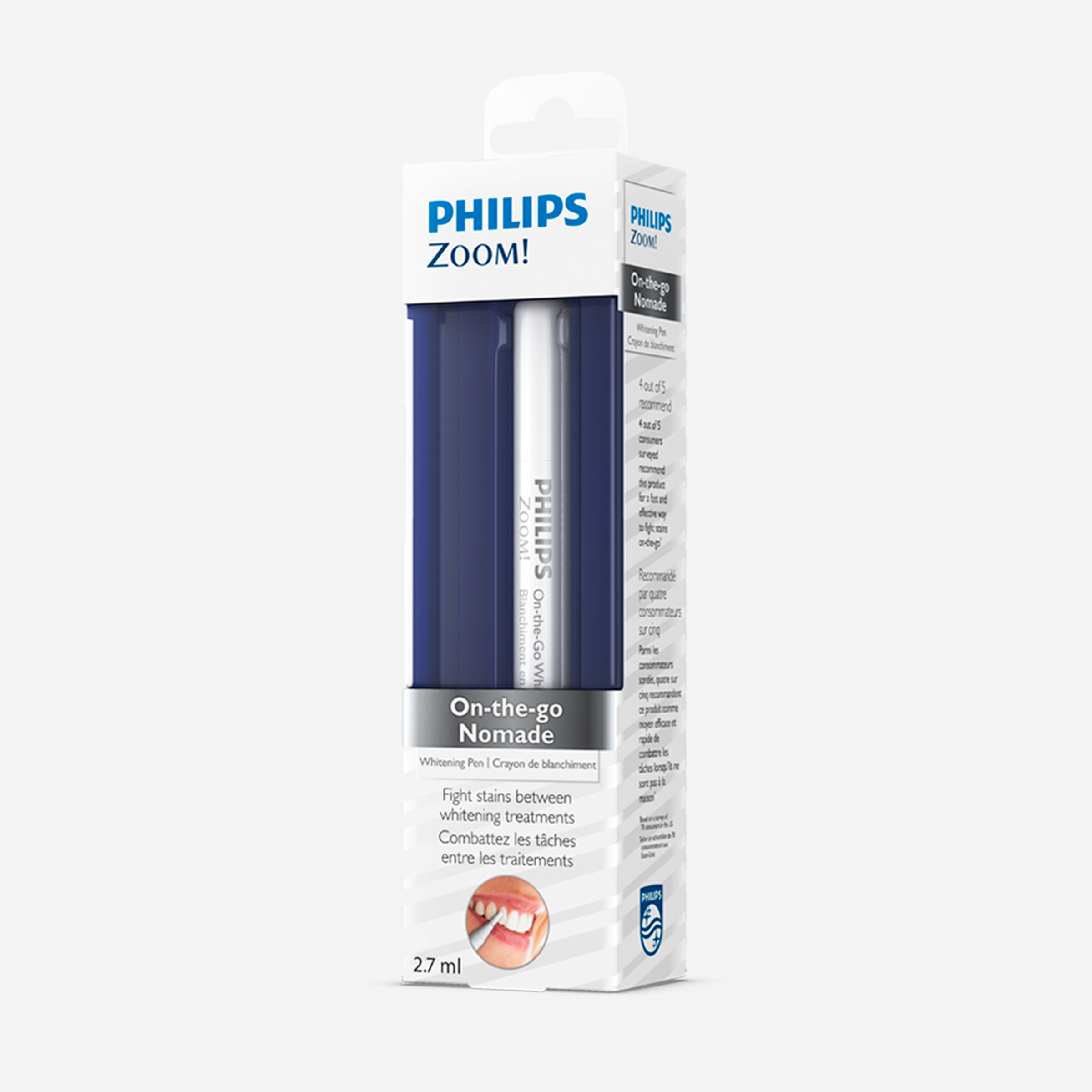 A box holding a single Philips Zoom! whitening pen