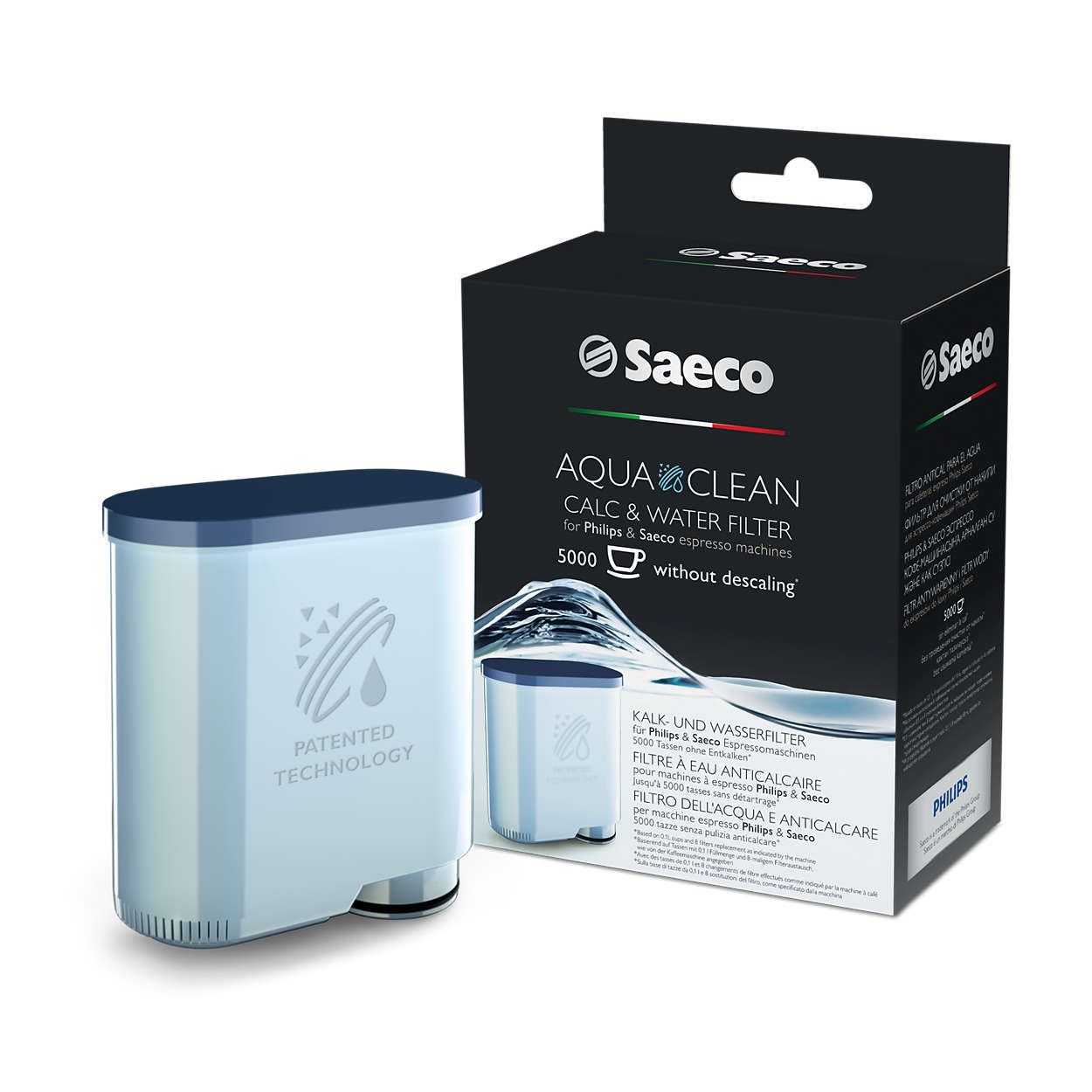 Wessper AquaClear WES040 filtro anticalcare Set di 6 filtri dellacqua per macchina da caffè Saeco e Philips AquaClean CA6903/10 CA6903/22 CA6903 