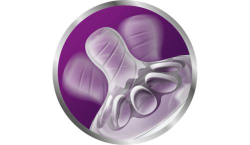 Flexible spiral design combined with comfort petals