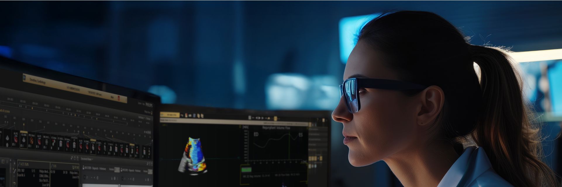 Cardiologist looking at screen