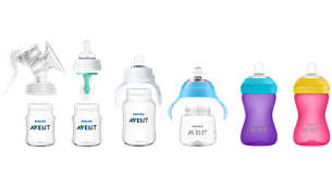 Gamme de produits compatibles tout au long de la transition menant de l'allaitement au gobelet