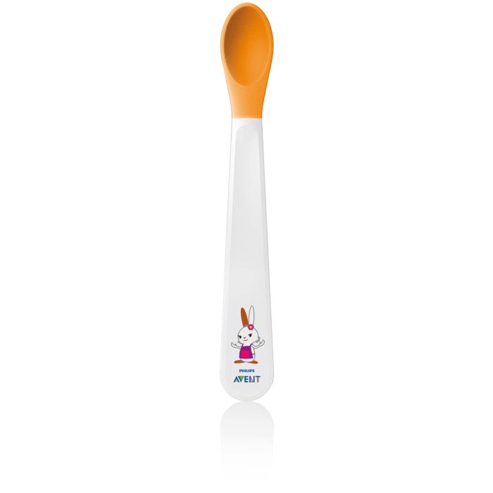 Nom Nom Kids Little Nom Nom – Cuillère Sevrage Silicone Pour Sachets Bébé, Orange – Compatible Pochettes Réutilisables & Classiques