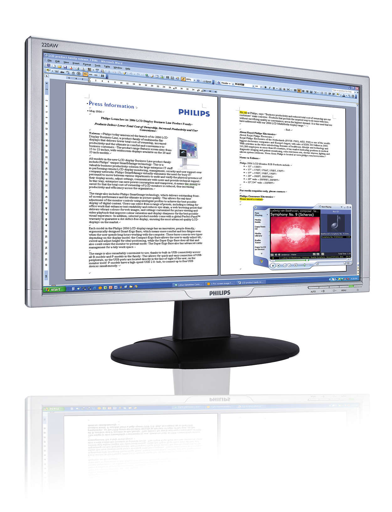 Audio intégré pratique, écran 16:9 compatible Windows Vista