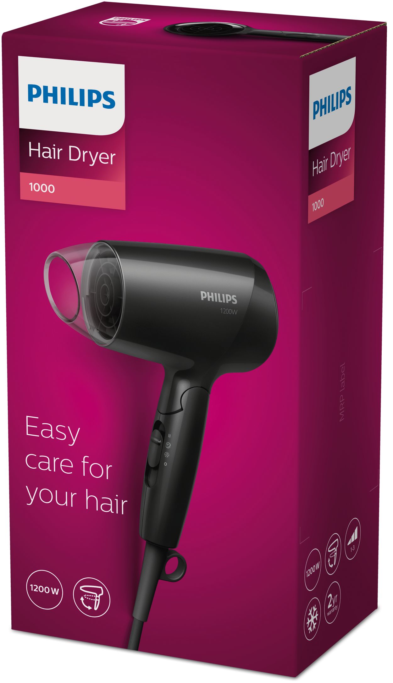 SECADOR DE PELO PHILIPS BHC010/10 3 VEL PARA VIAJE 1200W 220V