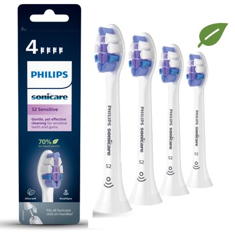 HX6054/10 Philips Sonicare S2 Sensitive 4x soniske tannbørstehoder - Hvit