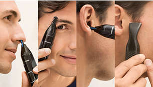 Trim nose, ear, details and eyebrows with total comfort