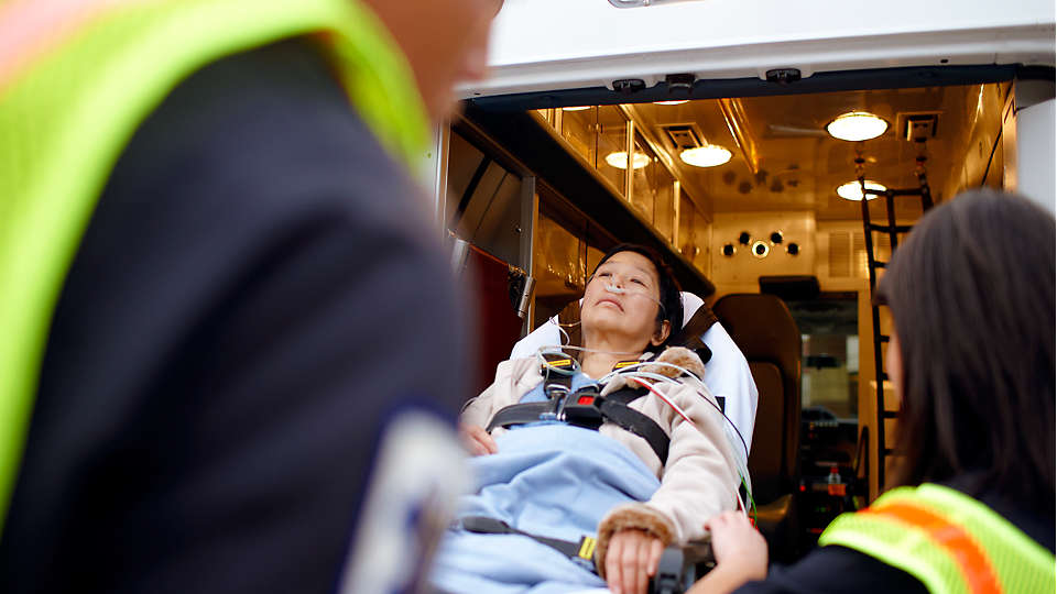 Stroke patient in ambulance