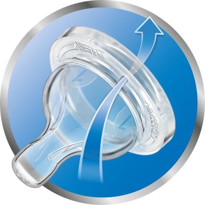 Baby controls milk flow for less spit-up, burping and wind