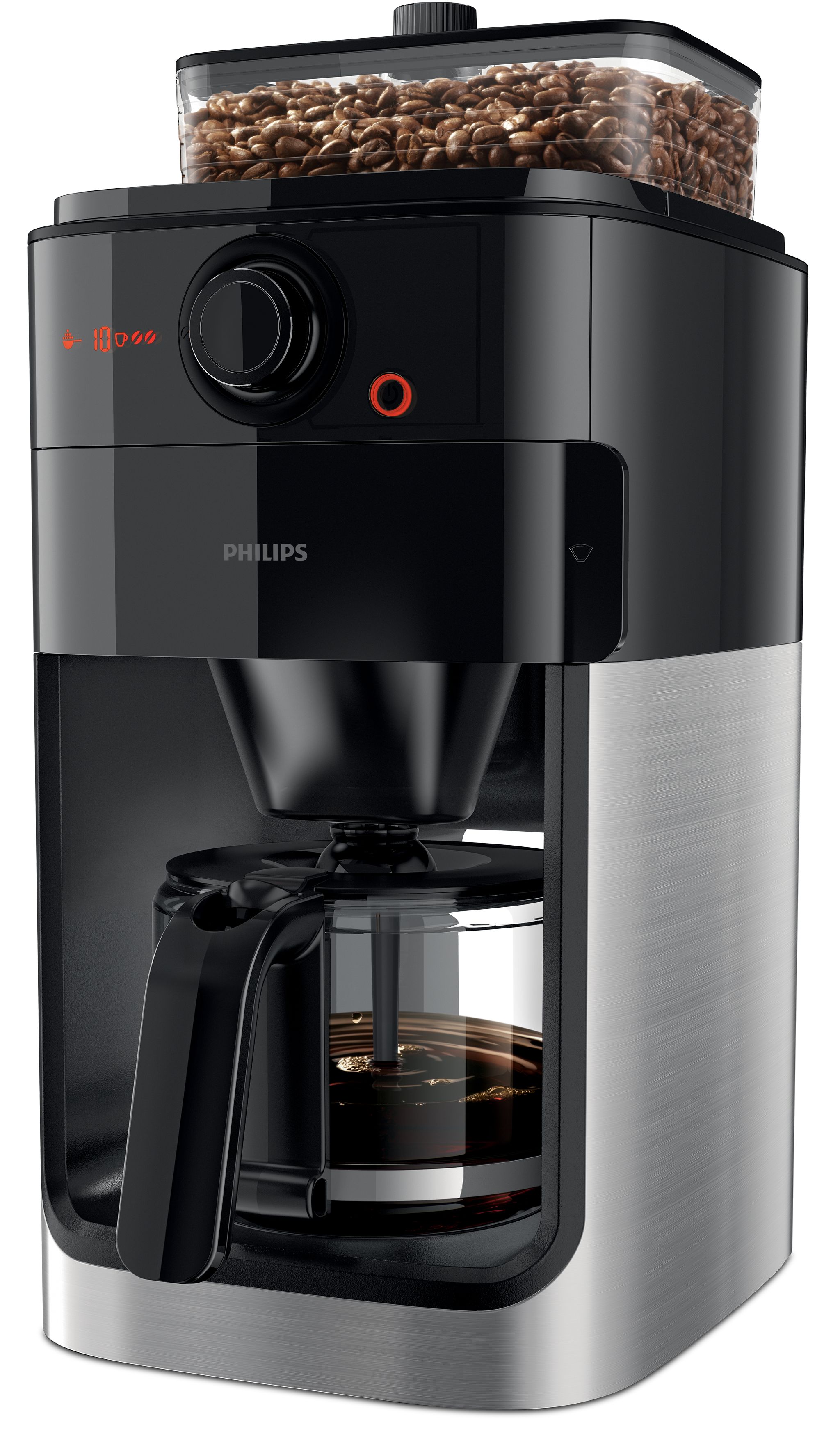 Philips Grind + Brew Macchina da caffè con filtro, metallo, nero  (HD7767/00) 8710103882893