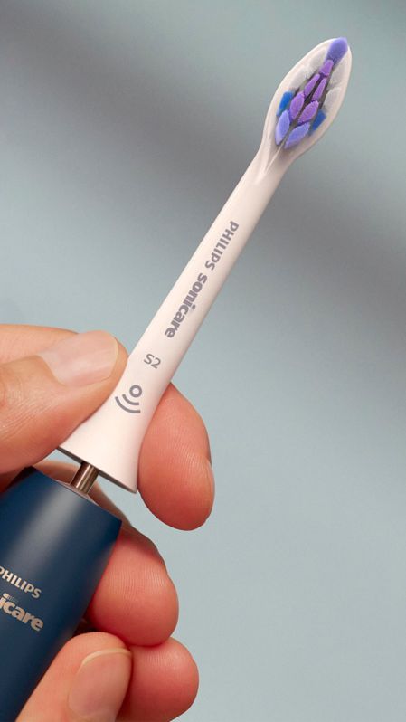  A hand holding a Philips Sonicare Sensitive brush head