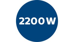 Motor van 2200 watt genereert een maximale zuigkracht van 500 watt