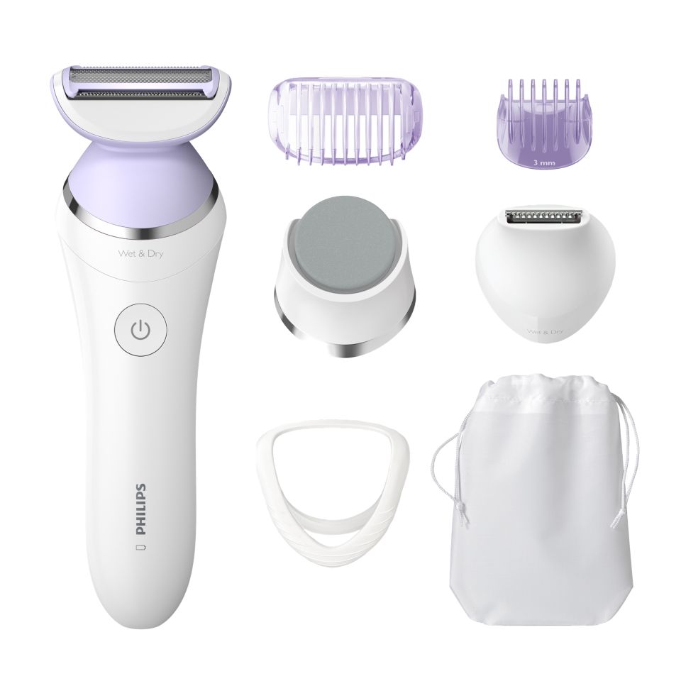 Philips Afeitadoras eléctricas, SatinShave Prestige Afeitadora Eléctrica  con 5 Accesorios para su uso en el Cabello en Las Piernas, axilas y Bikini