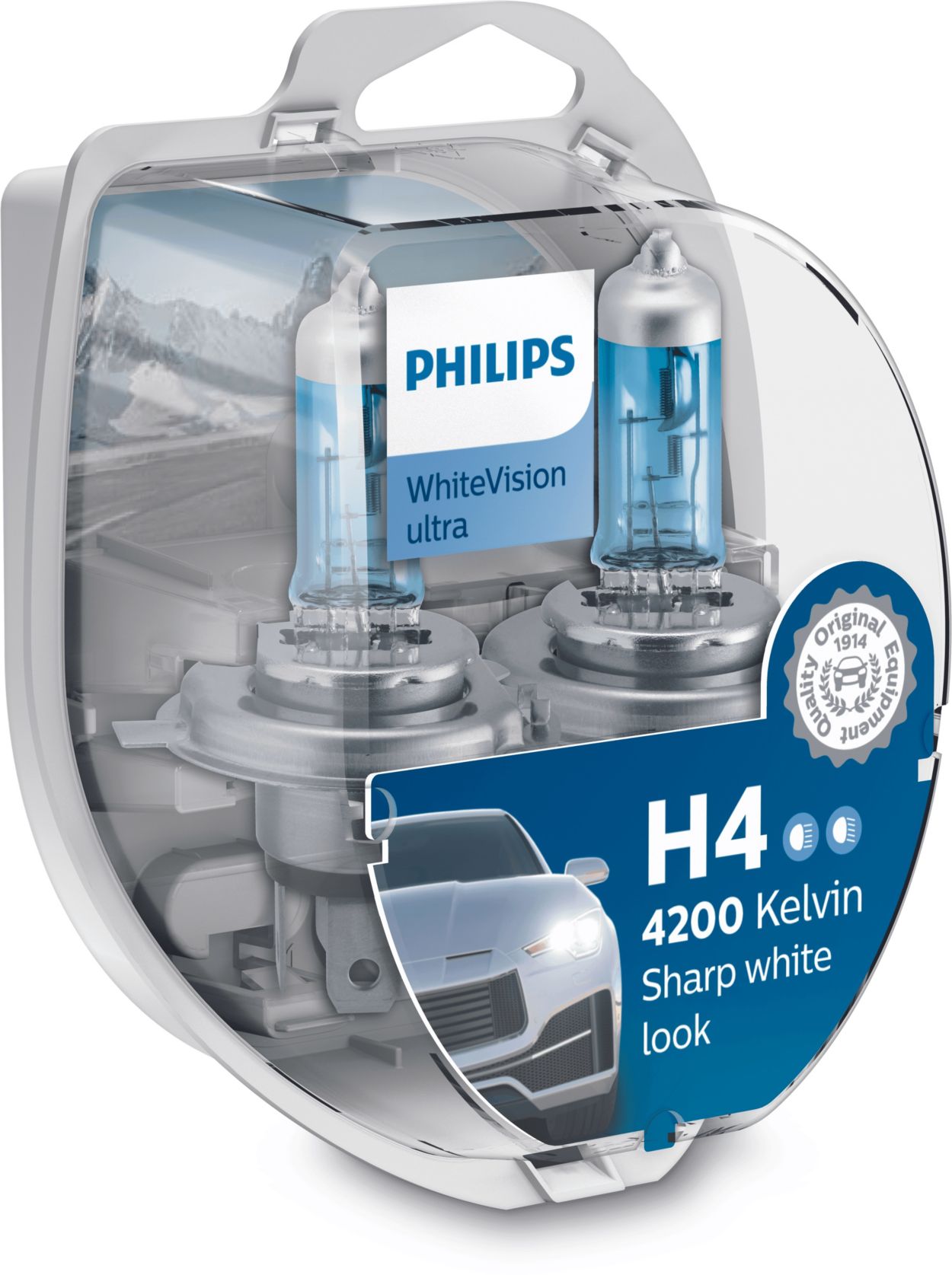 2x ULTRA BLUE Super White H4 Birnen Lampen E4 FREI #255 für ABBLENDLICHT 