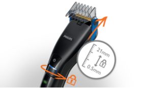21 posiciones longitud fáciles de seleccionar y bloquear: 0,5 mm - 21 mm.