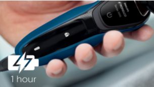 Fully charges in 1 hour or 5 minute quick charge