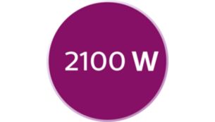 Moc 2100 W zapewnia szybkie nagrzewanie