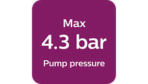 Fino a 4,3 bar di pressione della pompa