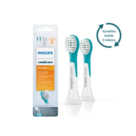 HX6032/33 Philips Sonicare for Kids Mini Kompaktní velikost hlavice sonického kartáčku
