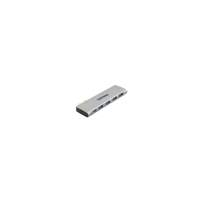双 USB-C 插座集线器扩展到 5 端口迷你集线器。