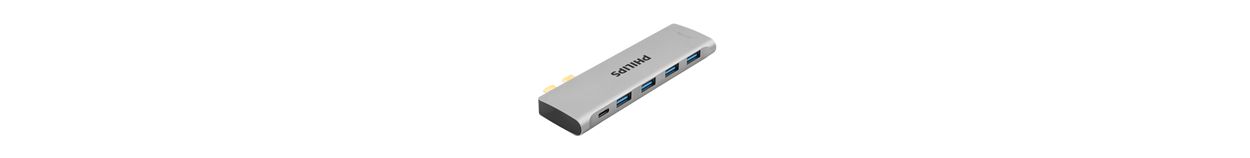 双 USB-C 插座集线器扩展到 5 端口迷你集线器。