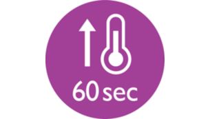 Calentamiento rápido: lista para usar en 60 segundos