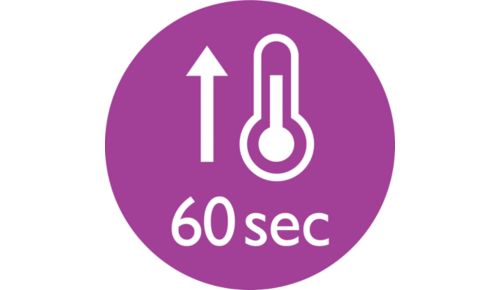 Calentamiento rápido: lista para usar en 60 segundos