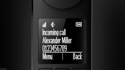 High-contrast 4.6 cm (1.8") white-on-black graphical display